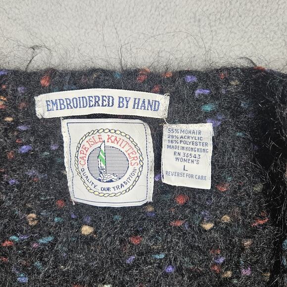 Vintage Cape Isle Knitters Cardigan Sweater Womens L Mohair Blend Flecked Button - Picture 6 of 12